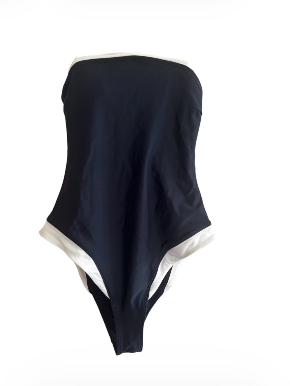 Abercrombie & Fitch Nave Blue with White Trim Strapless One-Piece Swimsuit